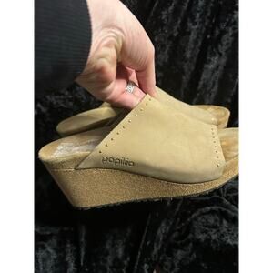Birktenstock Papillio Wedge Tan with Gold Studs 36 5